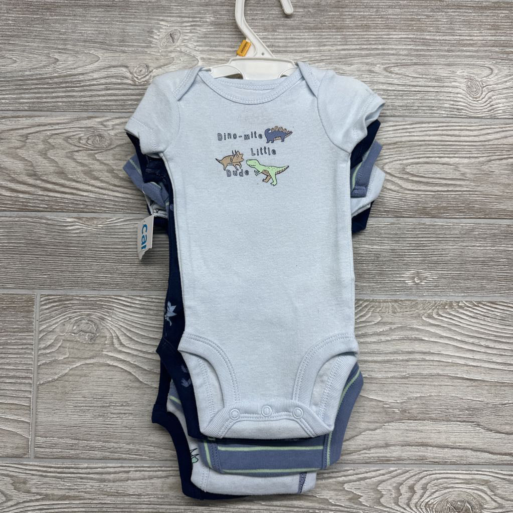NEW 5 Pk Bodysuits Dinosaurs Stripes Dino-mite Little Dude NB