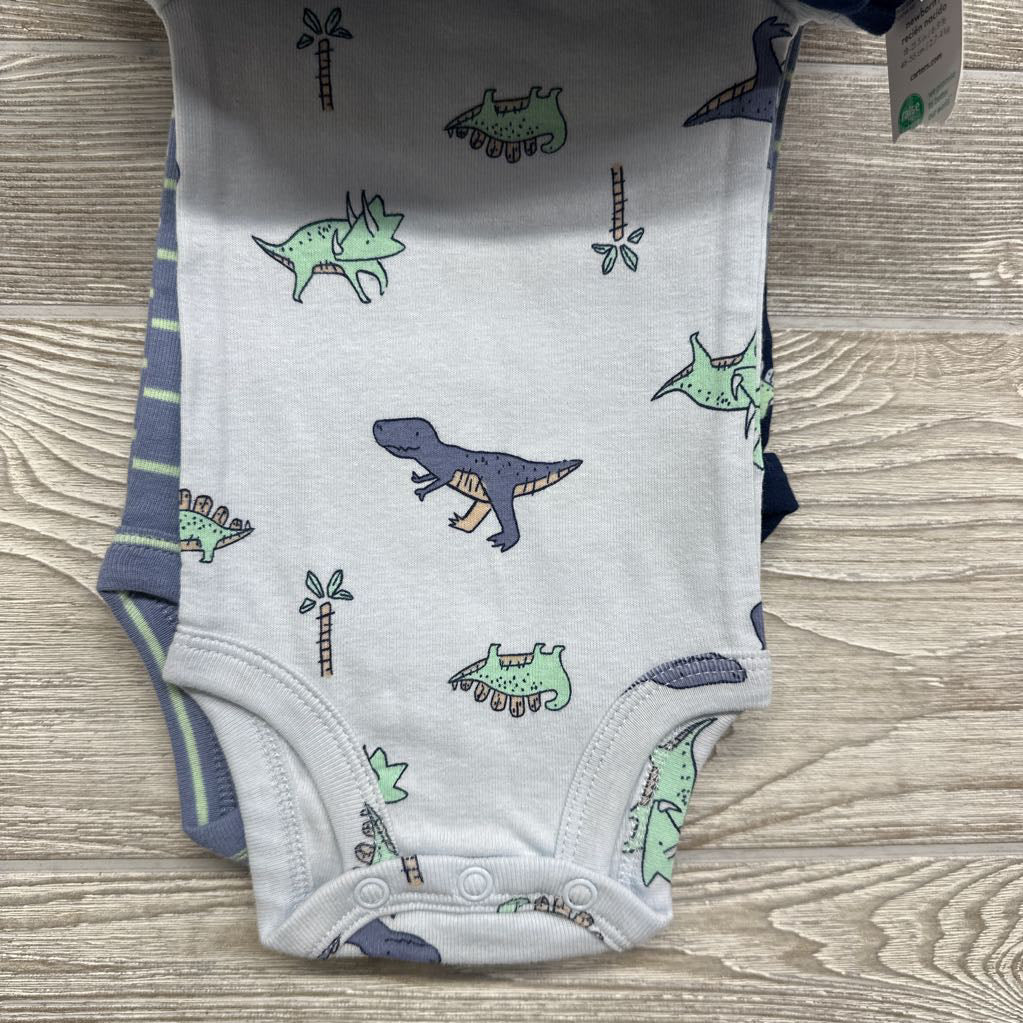 NEW 5 Pk Bodysuits Dinosaurs Stripes Dino-mite Little Dude NB