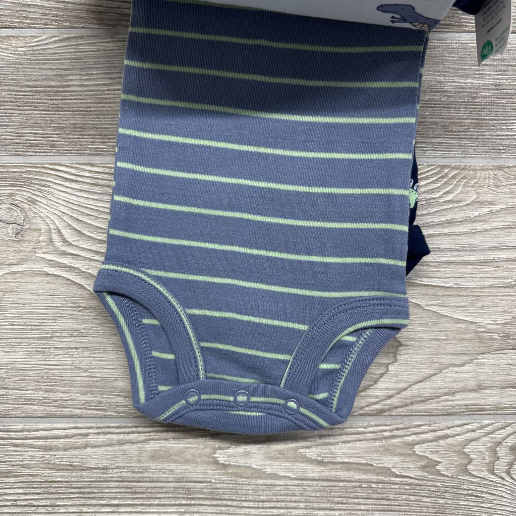 NEW 5 Pk Bodysuits Dinosaurs Stripes Dino-mite Little Dude NB
