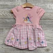 Ribbed Dress Gingham Embroidered Flowers 12M