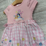 Ribbed Dress Gingham Embroidered Flowers 12M
