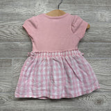 Ribbed Dress Gingham Embroidered Flowers 12M