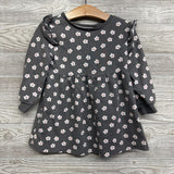 LS French Terry Dress Flowers 2T