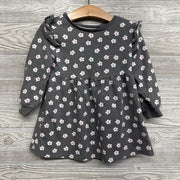LS French Terry Dress Flowers 2T
