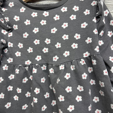LS French Terry Dress Flowers 2T