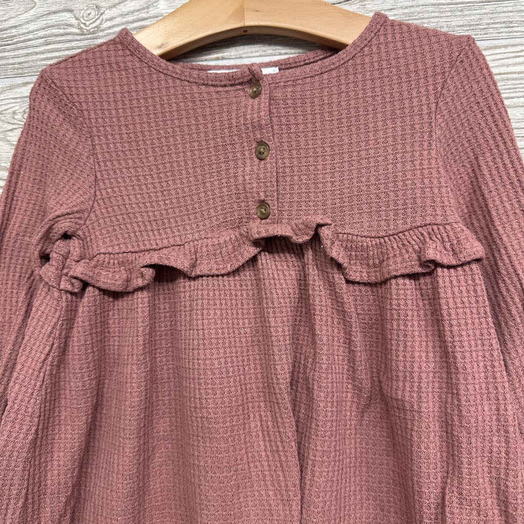 LS Waffle Knit Dress Ruffle 2T