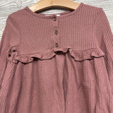 LS Waffle Knit Dress Ruffle 2T