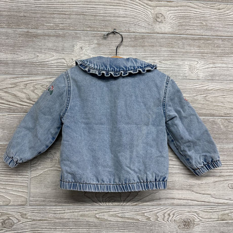 Denim Jacket Ruffle Collar Embroidered Flowers 12M