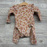 LS Waffle Knit Bodysuit & Harem Pants Flowers