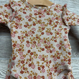 LS Waffle Knit Bodysuit & Harem Pants Flowers