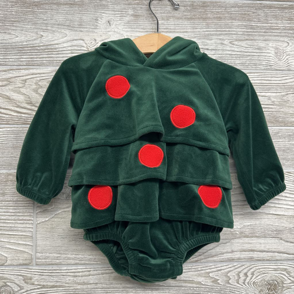LS Velour Romper W/ Hood 6-12M