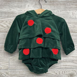 LS Velour Romper W/ Hood 6-12M