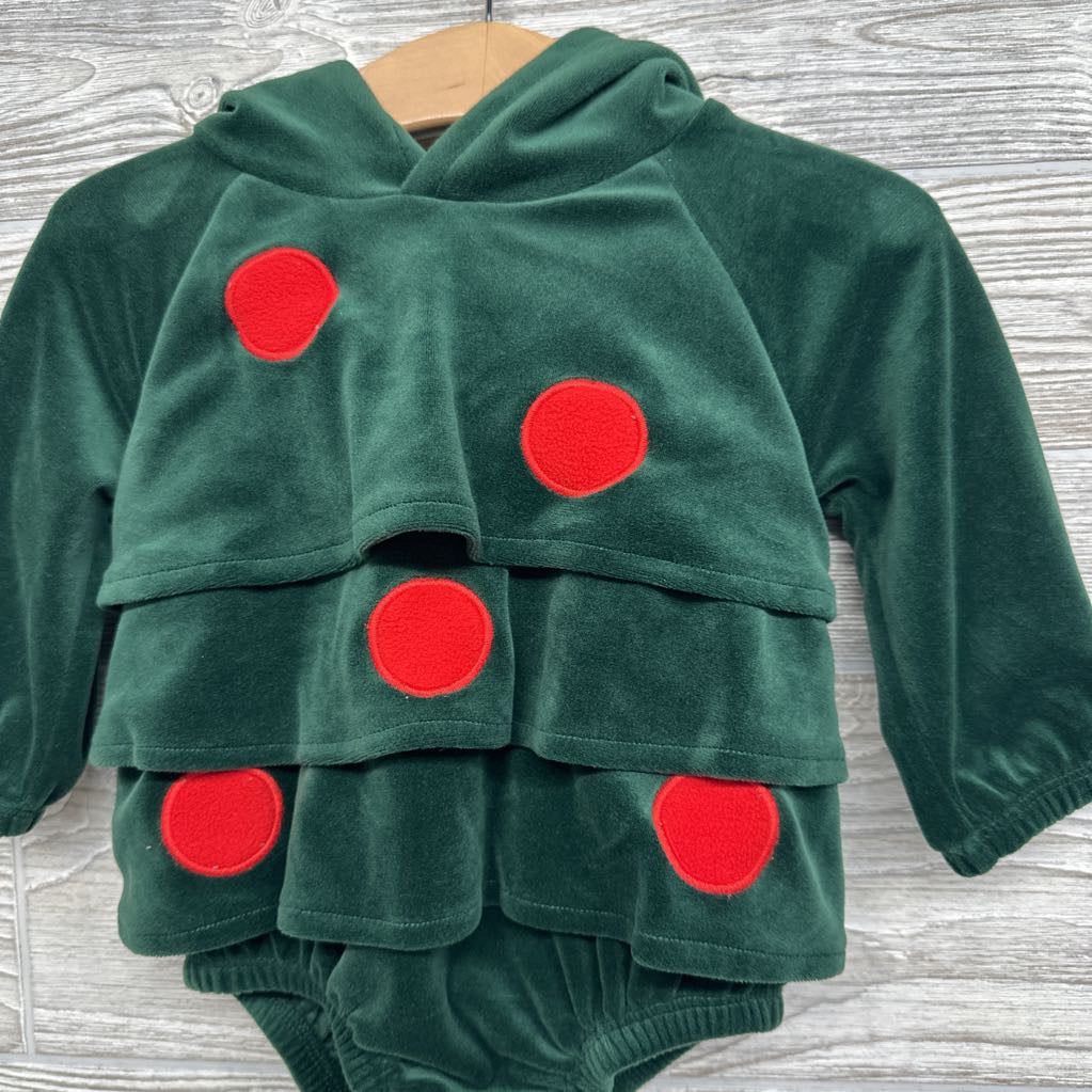 LS Velour Romper W/ Hood 6-12M