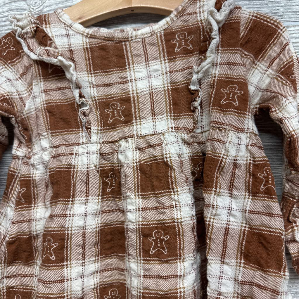 LS Textured Dress Plaid Gingerbread 2T