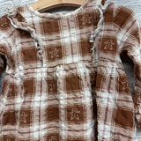 LS Textured Dress Plaid Gingerbread 2T