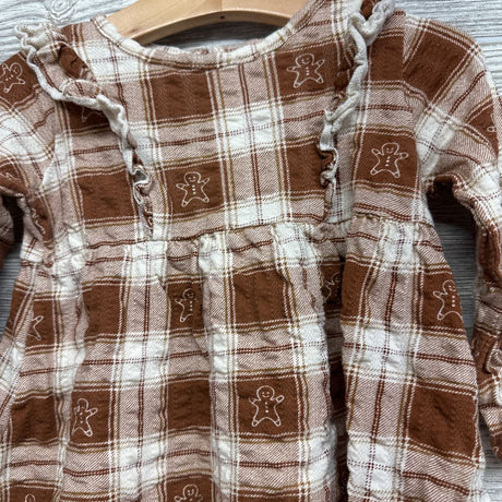 LS Textured Dress Plaid Gingerbread 2T