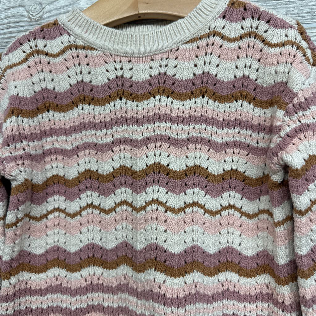 Knit Sweater Scallop Trim Stripes 3T