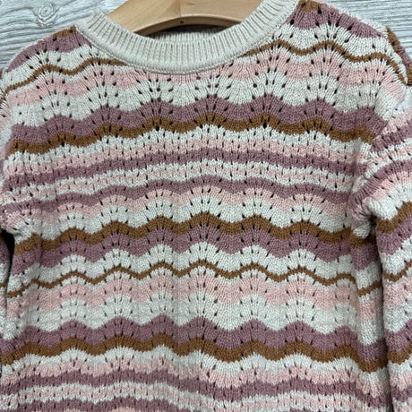 Knit Sweater Scallop Trim Stripes 3T