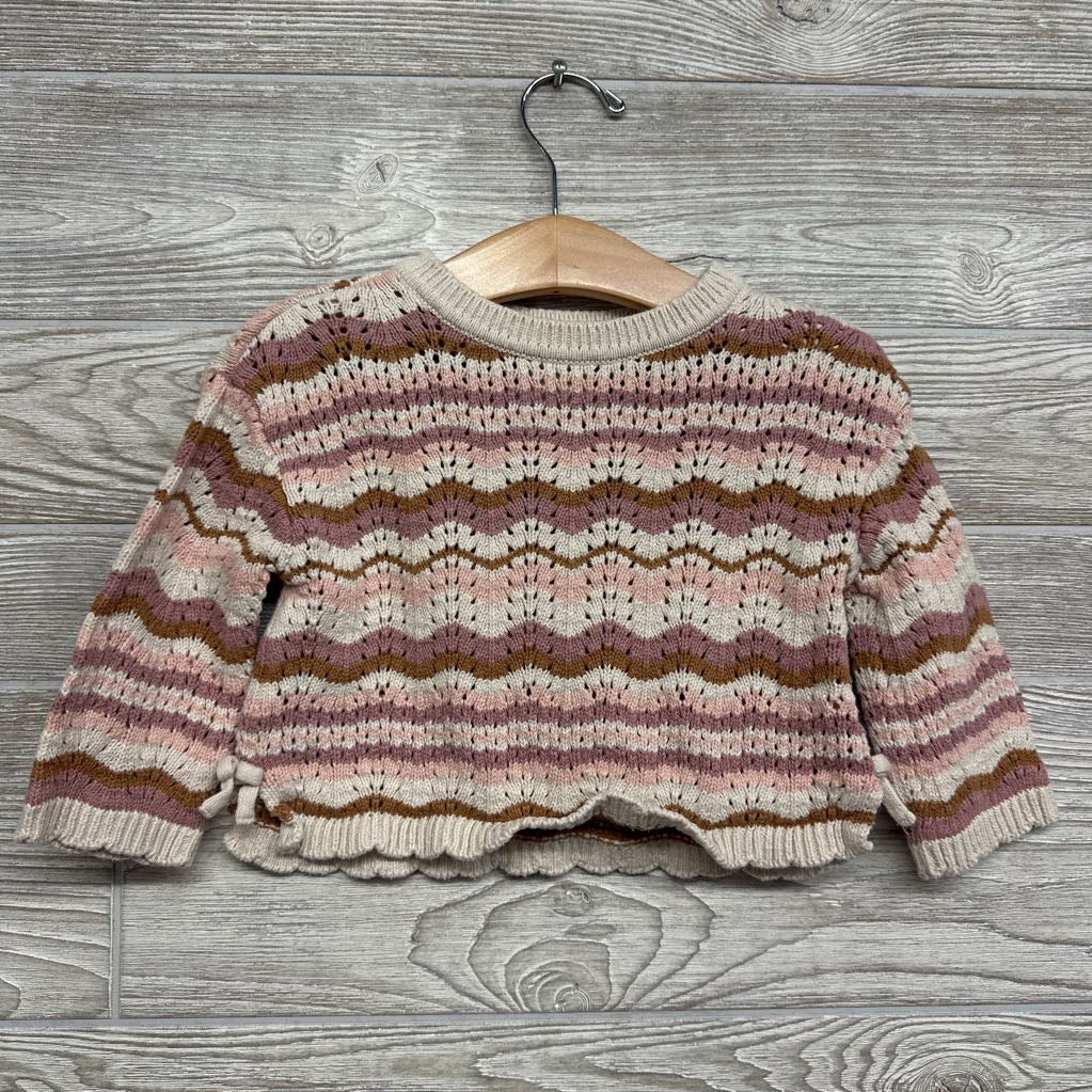 Knit Sweater Scallop Trim Stripes 18M