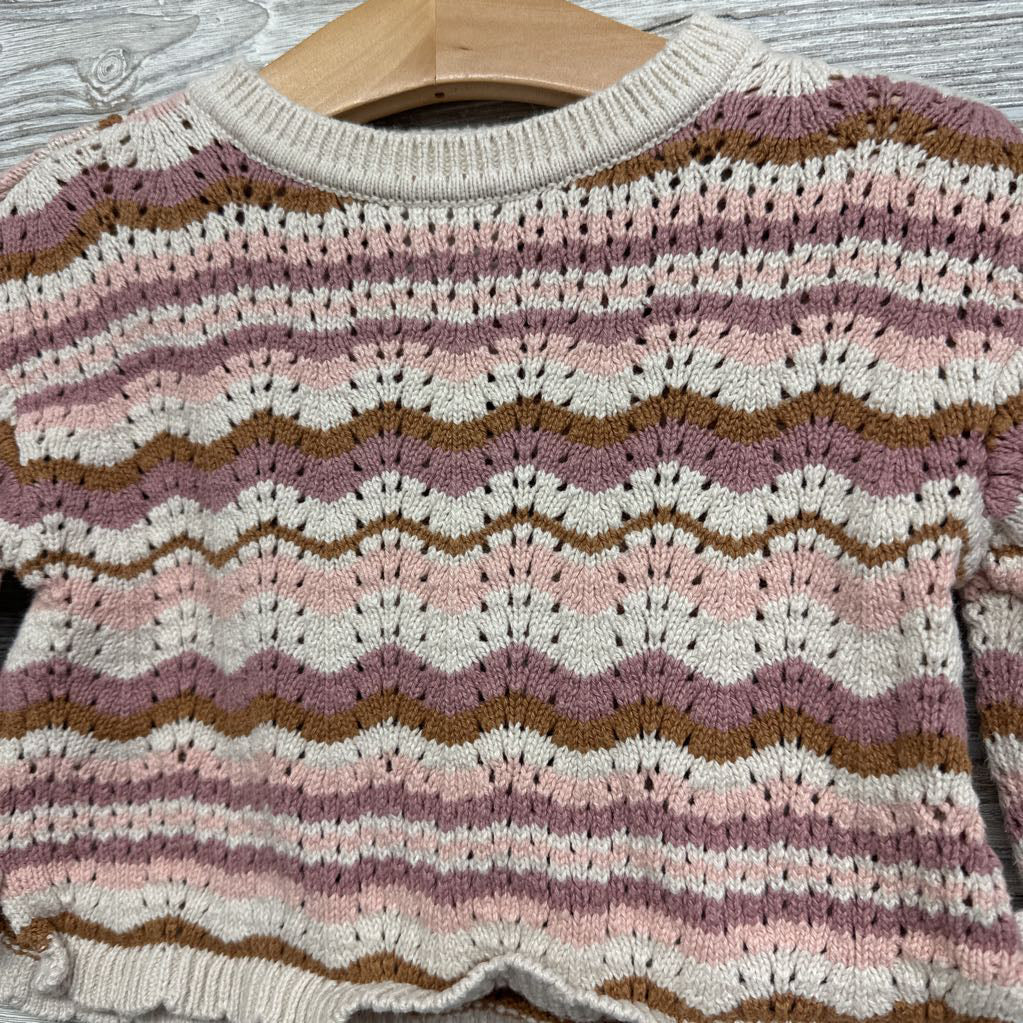 Knit Sweater Scallop Trim Stripes 18M