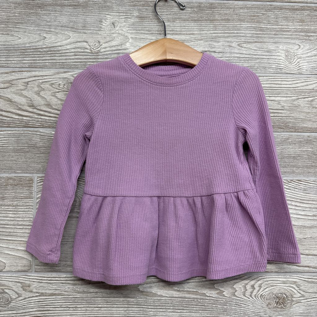 LS Waffle Knit Peplum Shirt 2T