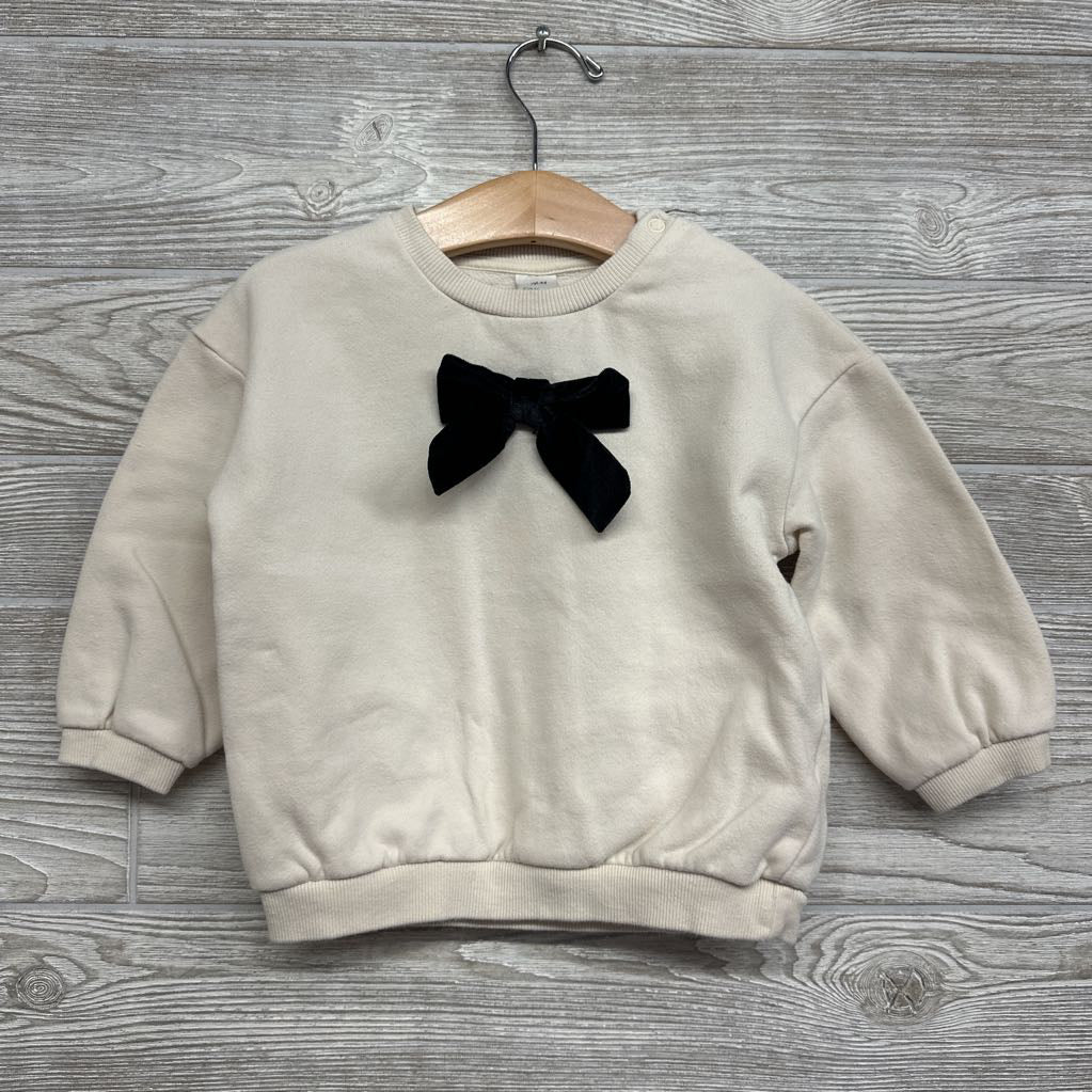 Crewneck Velvet Bow 2T