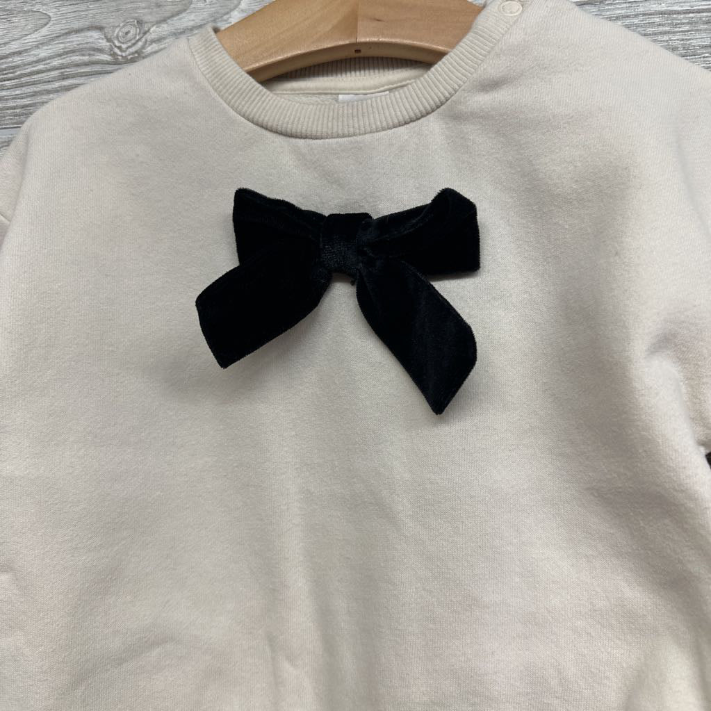 Crewneck Velvet Bow 2T