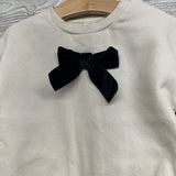 Crewneck Velvet Bow 2T