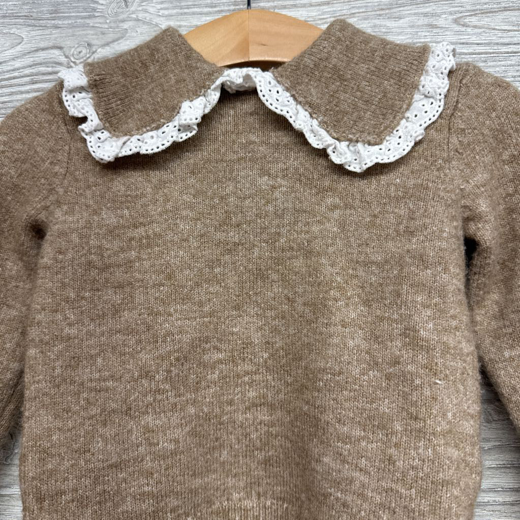 Eyelet Trim Collared Sweater 12M