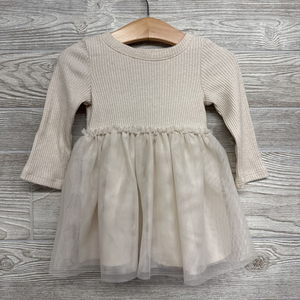 LS Ribbed Tutu Dress Shimmer 12M