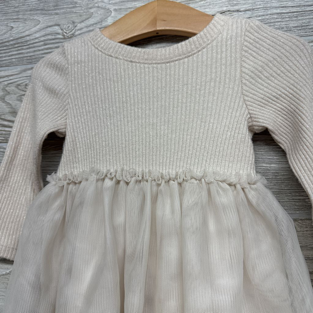 LS Ribbed Tutu Dress Shimmer 12M