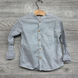 Band Collar Button Up Shirt Stripes 2t