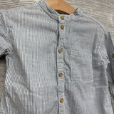 Band Collar Button Up Shirt Stripes 2t