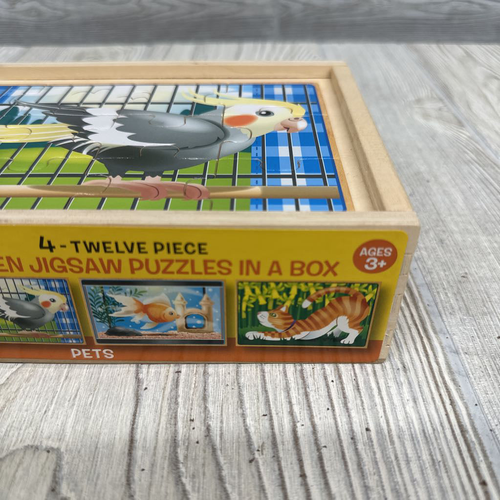 Wooden Jigsaw Puzzles in a Box Pets