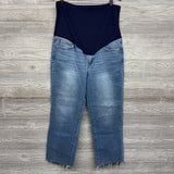 Full Panel Cropped Raw Hem Straight Leg Full Panel Jeans