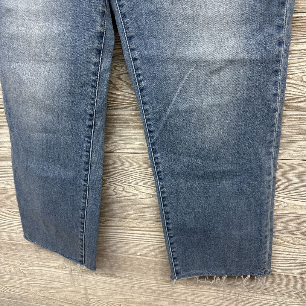 Full Panel Cropped Raw Hem Straight Leg Full Panel Jeans
