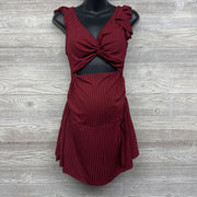 Flutter Sleeve Ribbed Maternity Swimsuit Dress Medium