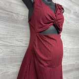 Flutter Sleeve Ribbed Maternity Swimsuit Dress Medium