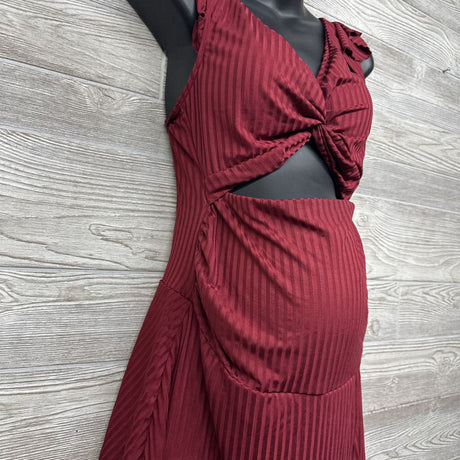 Flutter Sleeve Ribbed Maternity Swimsuit Dress Medium