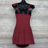 Flutter Sleeve Ribbed Maternity Swimsuit Dress Medium