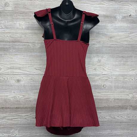 Flutter Sleeve Ribbed Maternity Swimsuit Dress Medium