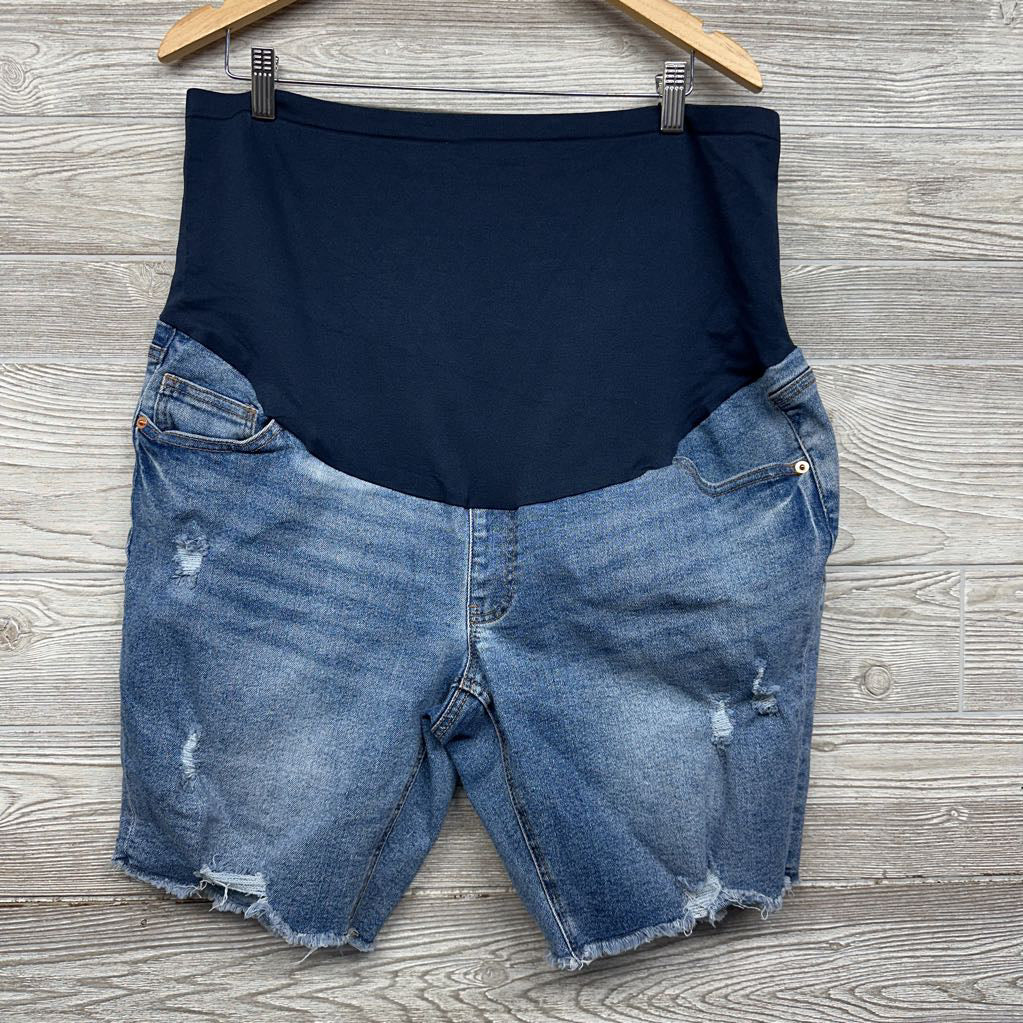 Full Panel Denim Shorts Frayed XL