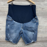 Full Panel Denim Shorts Frayed XL