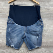 Full Panel Denim Shorts Frayed XL