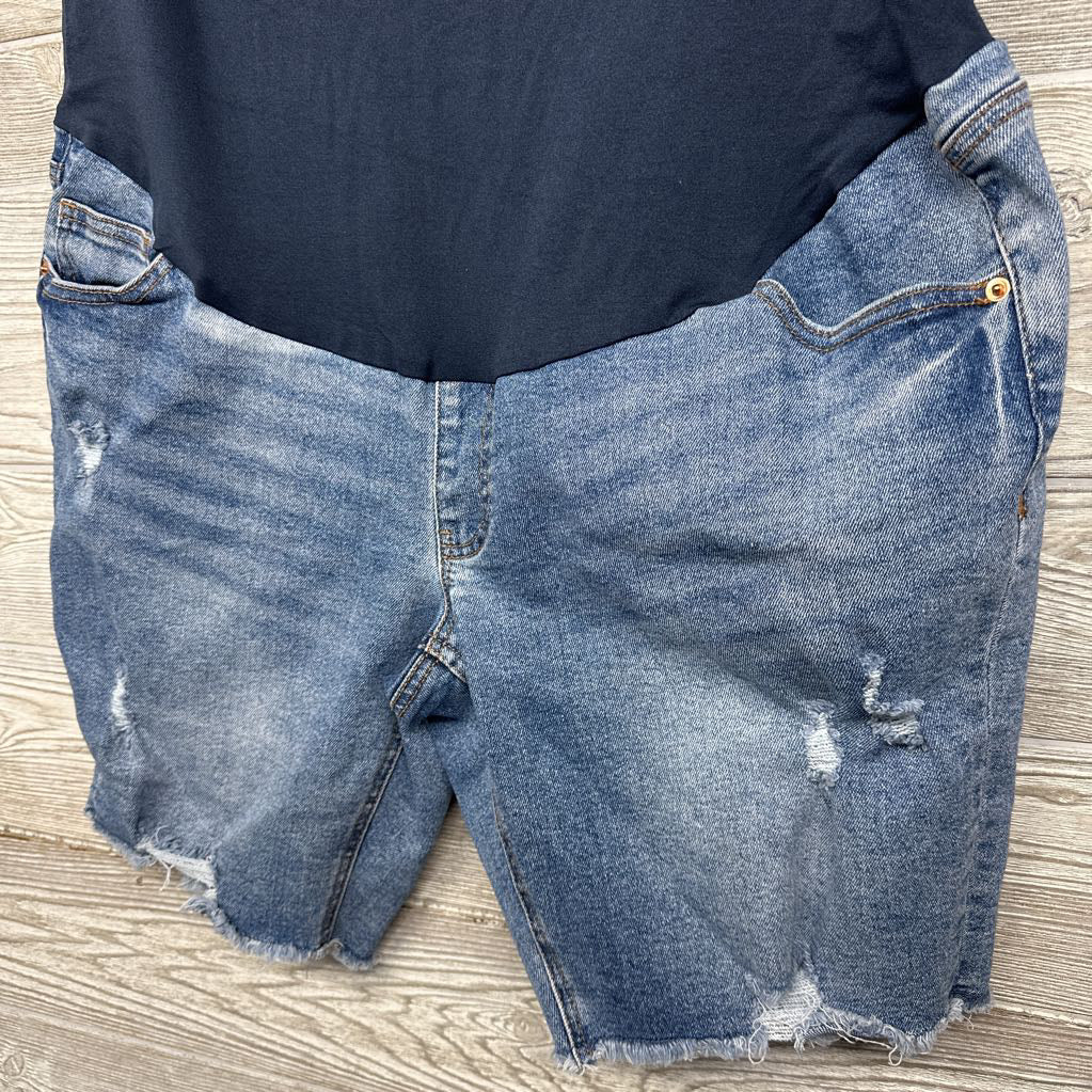 Full Panel Denim Shorts Frayed XL