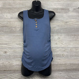 Ribbed Ruched Henley Tank Top XL