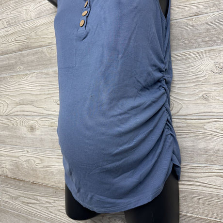 Ribbed Ruched Henley Tank Top XL