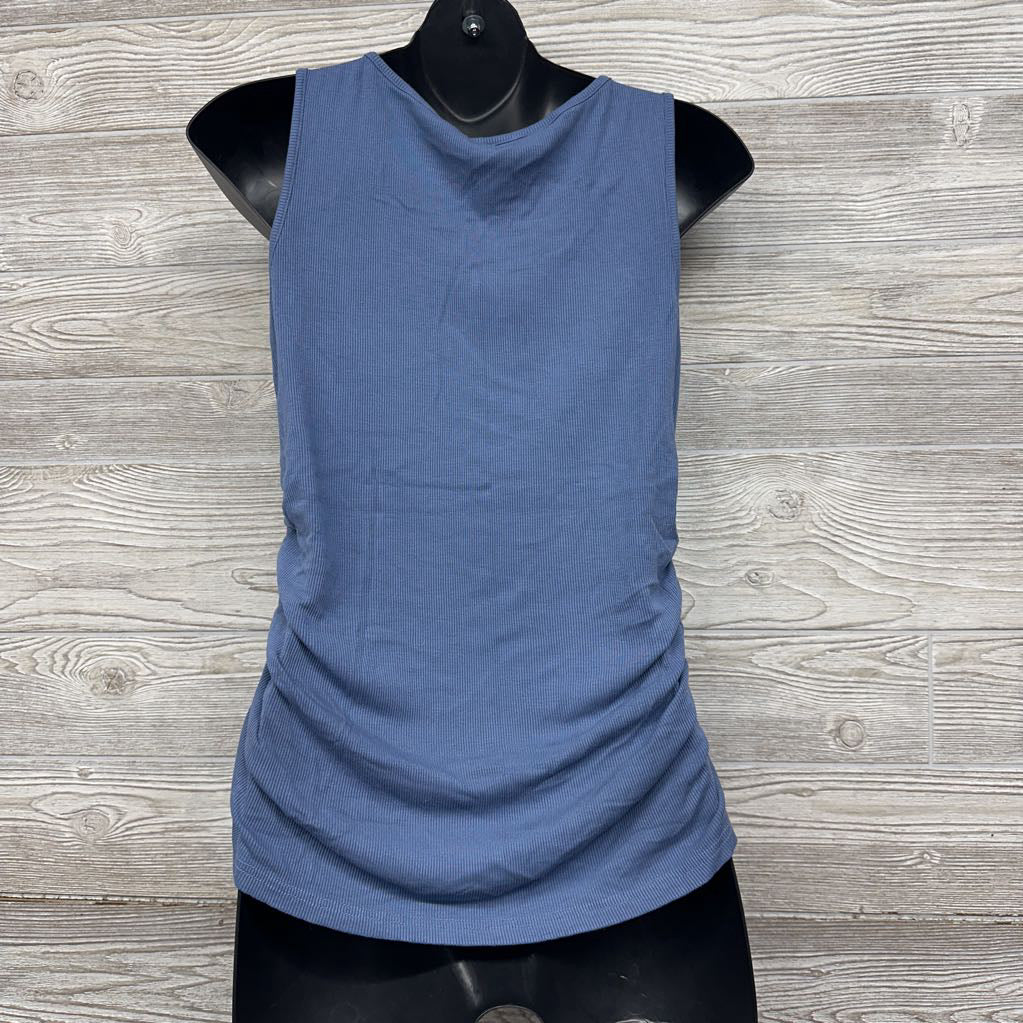 Ribbed Ruched Henley Tank Top XL