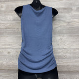 Ribbed Ruched Henley Tank Top XL