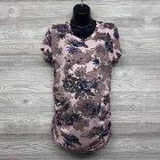 Ruched V Neck Shirt Flowers Large